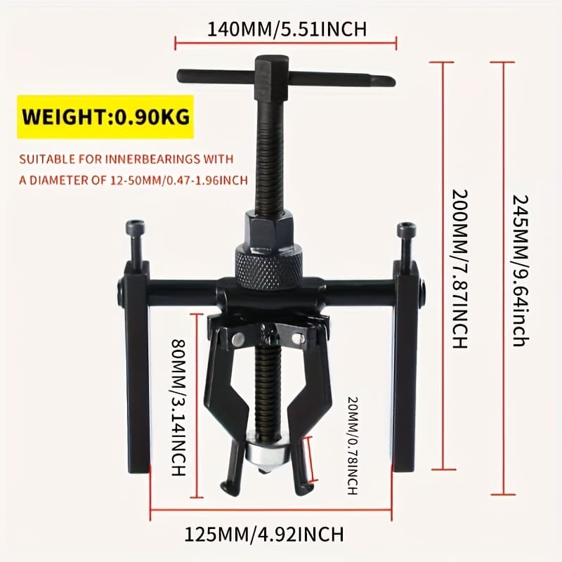 TEMU A Mechanical Device Featuring -jaw Puller, Designed For Disassembling And Separating Components, Made From Chrome Vanadium Steel For Its Durability And Strength, Includes A Bearing Sleeve For