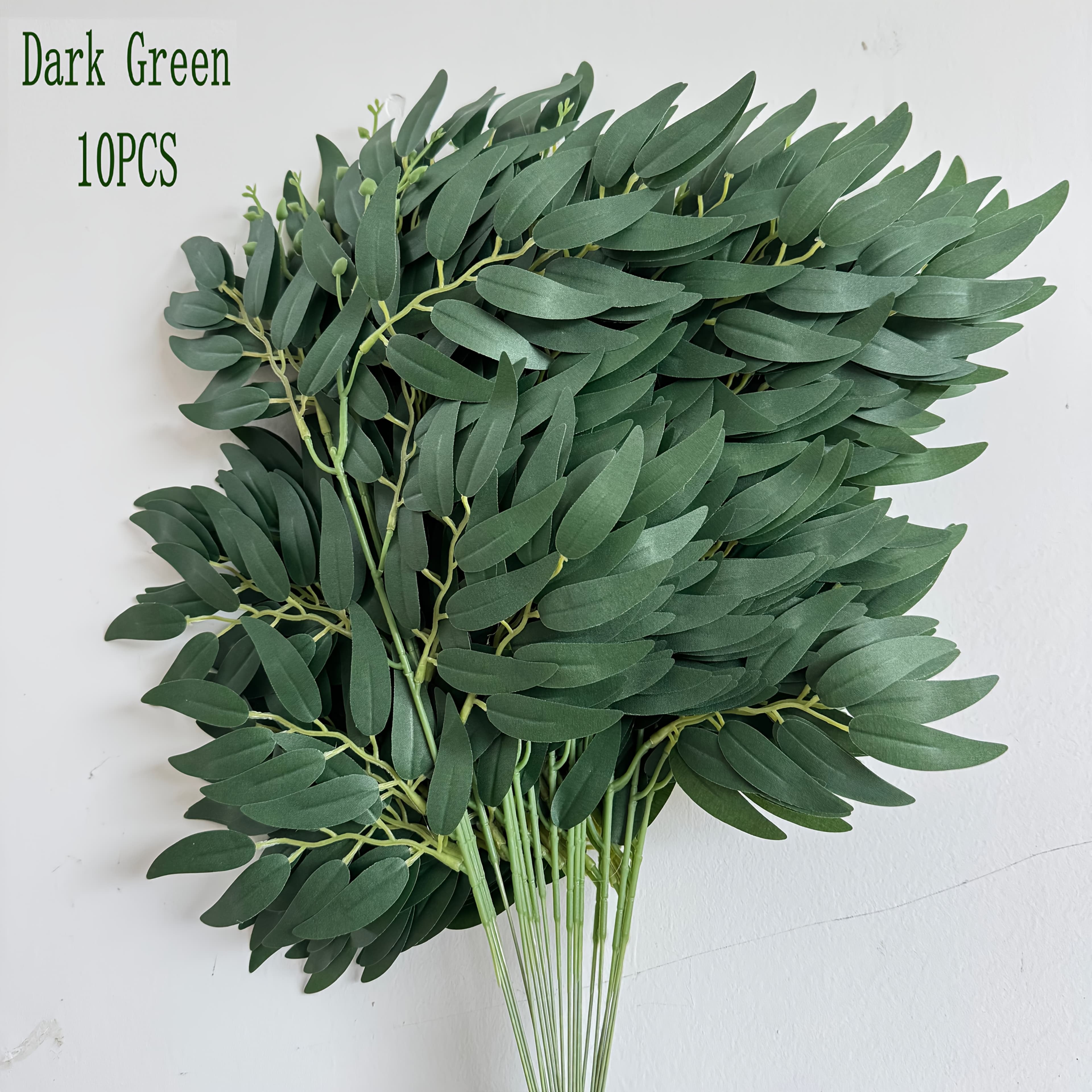 TEMU 10pcs Artificial Willow With Green Foliage - Green, Gray-green & Branches Suitable For Diy Wedding Arch, Table Centerpieces, Wedding & Home Decor - Realistic Fake Plants (no Maintenance)