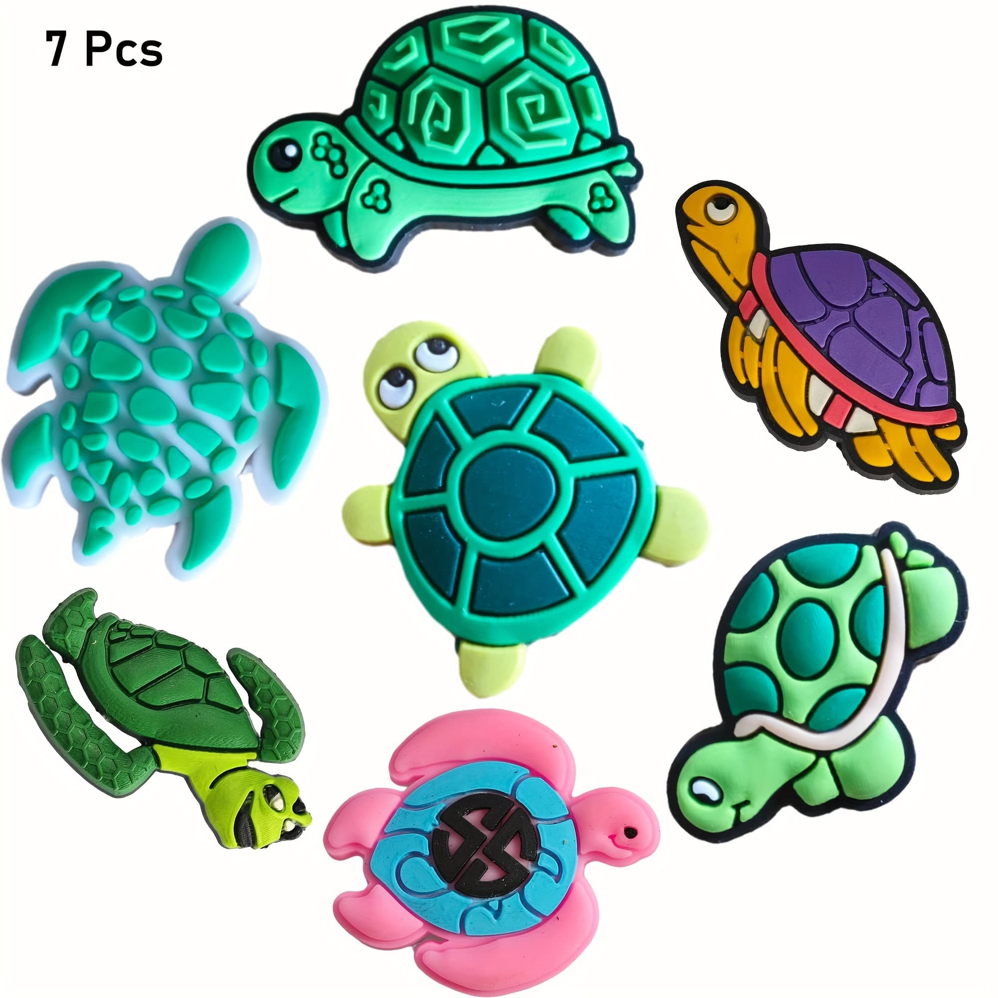 TEMU 7pcs Marine Animal Animals Shoe Charms For Clog Pvc Charm Tortoise Patterns Suitable For Cave Shoes Wristband Decoration Accessories Christmas Holiday Party Gift
