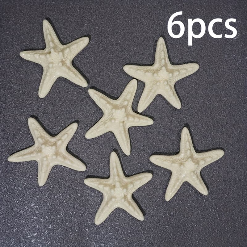 TEMU 6pcs Bohemian Style Resin Starfish Set, Handmade Decorations With A Theme, Suitable For Aquariums, Gardens, Photo Frames, Wind Chimes, And Drift Bottle Gifts, Chain Ornaments, Pendants