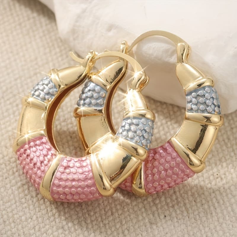 TEMU New Ins Design Synthetic Cubic Synthetic Zirconia Hoop Earrings For Women Exquisite Earring Wedding Jewelry Valentine's Day Gift