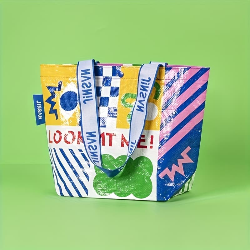 TEMU 1pc Small Portable Supermarket Bags With Buttons That Fold Up For Shopping, Shopping, And Traveling