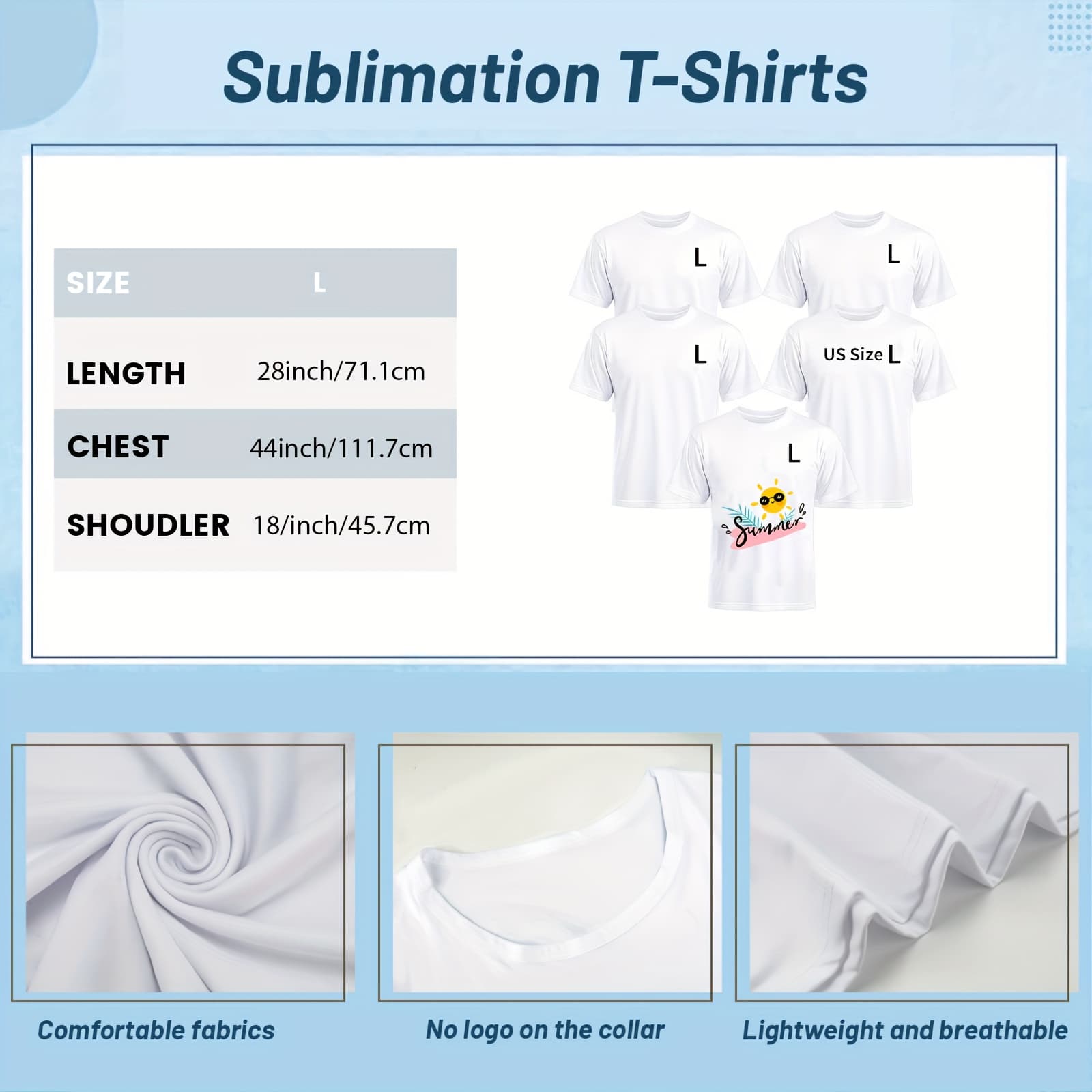 TEMU 5pcs Unisex Tshirts For Adults Sublimation Blank T Shirts, White Tshirts Crew Neck Short Sleeve For Women Men (xxs-xxxl)