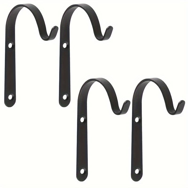 TEMU 4pcs Black Iron Hook Single Hooks, Hanging Basket Lantern Wall Hooks