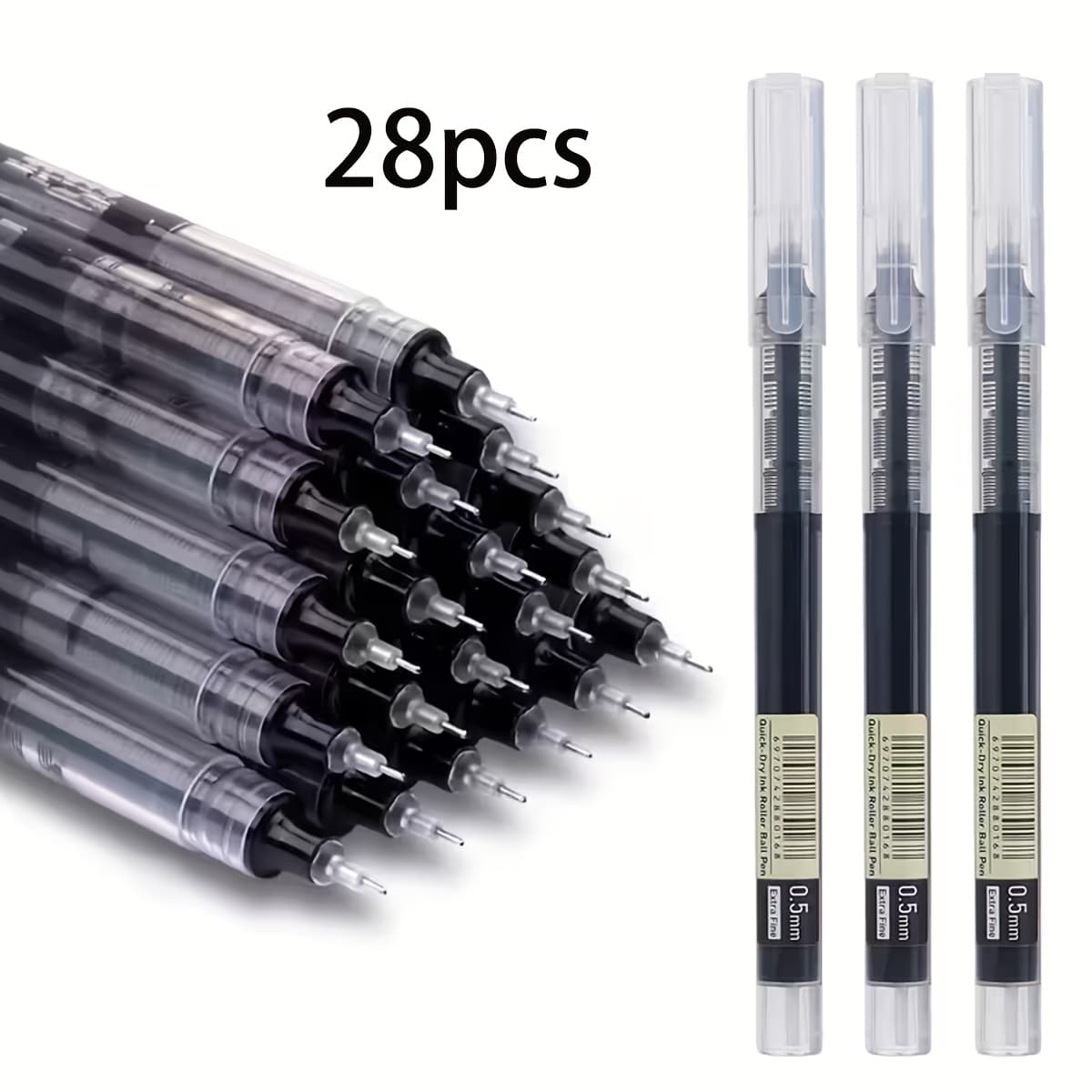 TEMU Set Of 28 Business Signature Pens, Ideal For Office And Student Exams, Featuring A 0.5mm Tip For Effortless Writing - Great For School, Office, Business, And Exam Purposes! An Gift Option