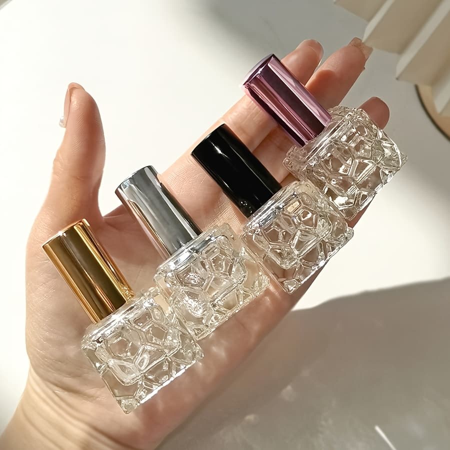 TEMU 4pcs 10ml Square -convex Mini Perfume Bottles Water Cubes Convenient Travel Size Spray Bottles