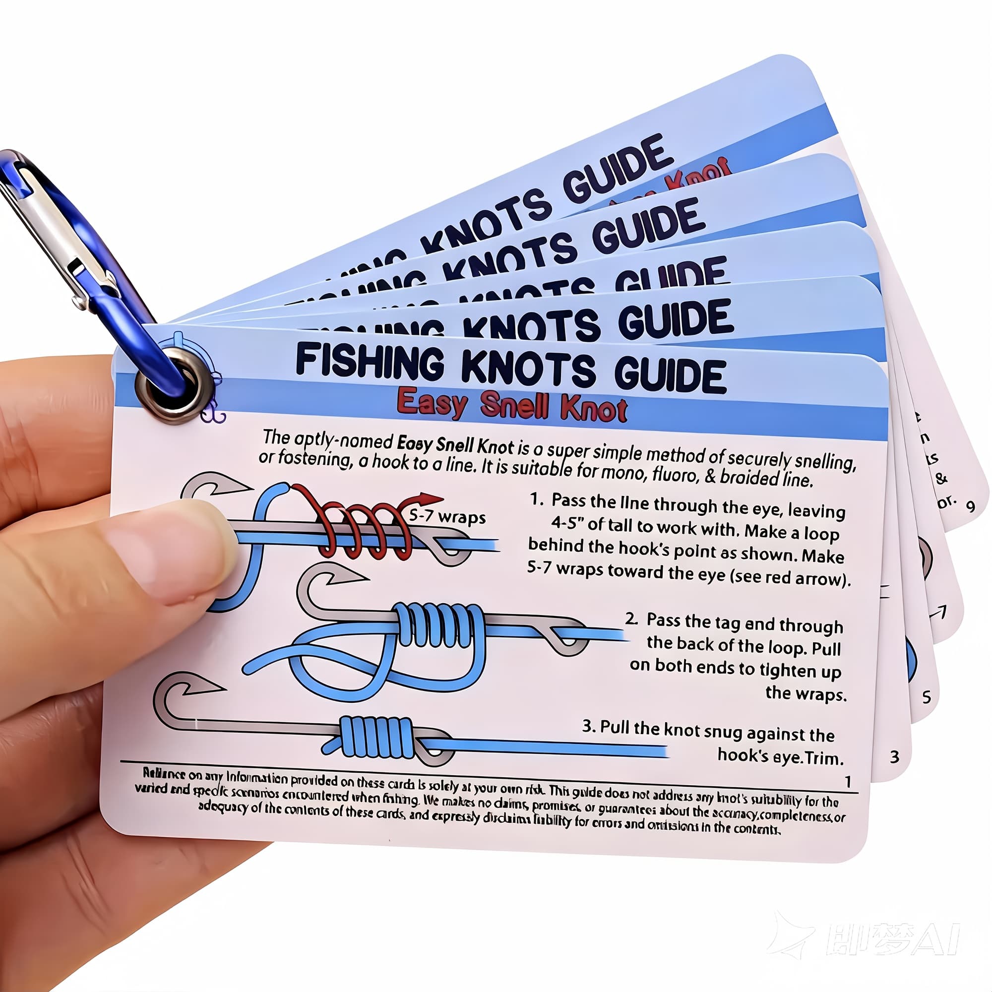 TEMU 5pcs Fishing Knots Guide Cards With Portable Clip | Essential For Beginners, Tying Techniques, Suitable For Freshwater And Saltwater Fishing, Pvc Material