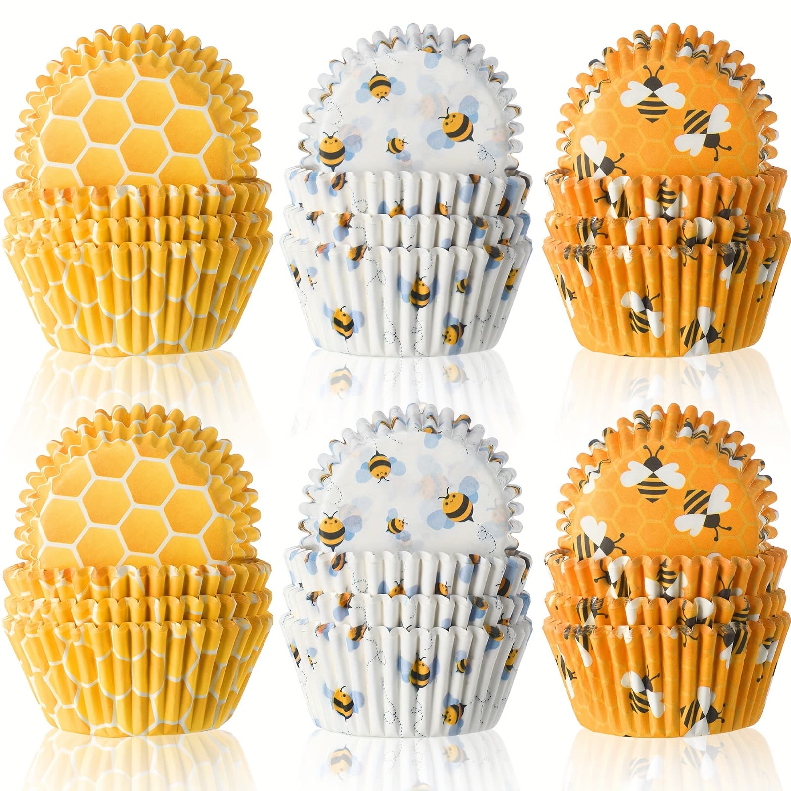 TEMU 300 For Bee-themed Cupcake Liners For A For Bee Party, Featuring Yellow Cupcake Liners And Decorations Suitable For Weddings And Birthdays (cute Design)