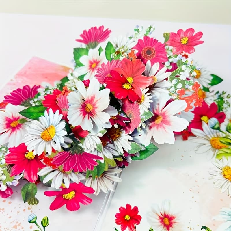 TEMU Daisy Pop-up Card, Flower Greeting Card, Orchid 3d Handmade Card For , Birthdays, Spring Greetings, Anniversaries, , With Note Cards And Envelopes