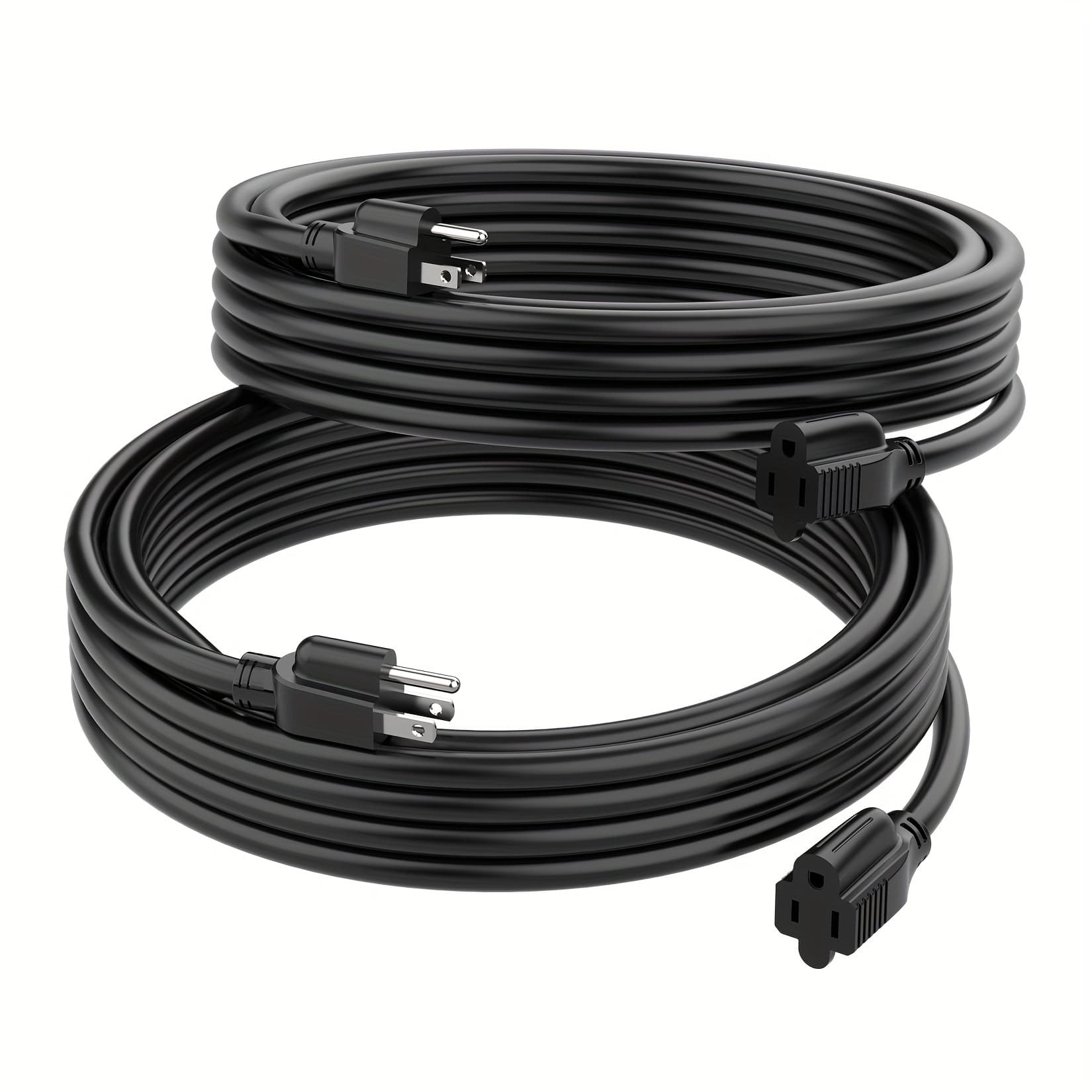 TEMU Duratech Extension Cord 6ft, 2 Pack, Short Indoor Extension Cord, 16/3 Sjt, 13 Amps, 3 Prong Plug, Black