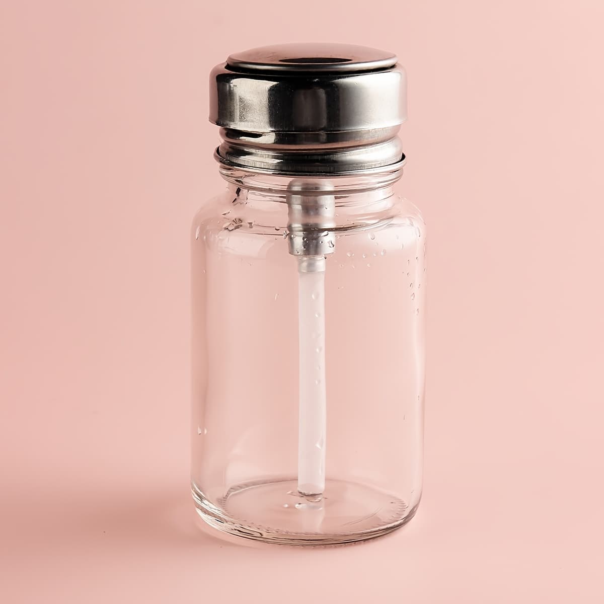 TEMU Clear Pump Dispenser Bottle, Cylindrical Glass For Nail Polish Remover Bottle, Refillable Press Dispenser Press Bottle For Nail Polish Remover Makeup Remover Alcohol
