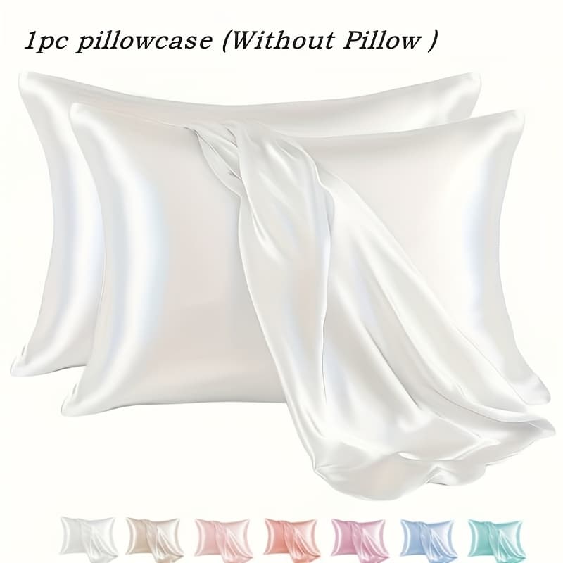 TEMU Luxurious Pillowcase - Breathable, Skin-friendly Cooling Feel, Solid Color With Envelope Closure - Machine Washable Satin Pillowcase Dorm Room Essentials For Girls 1pc Satin Pillowcase For Hair