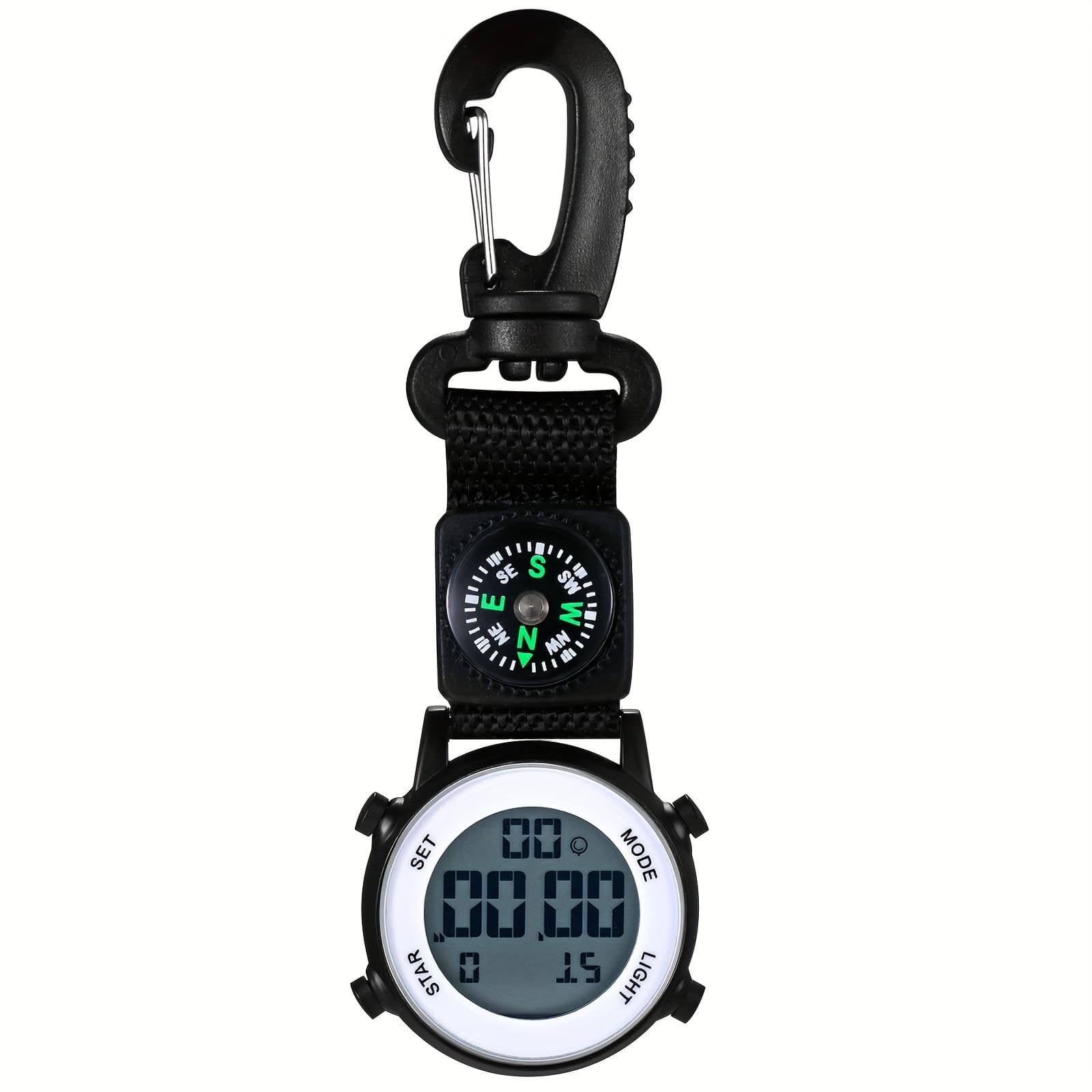 TEMU Clip Watch Digital Keychain Watch Day Calendar Alarm Clock Compass Led Pocket Watch Accessory
