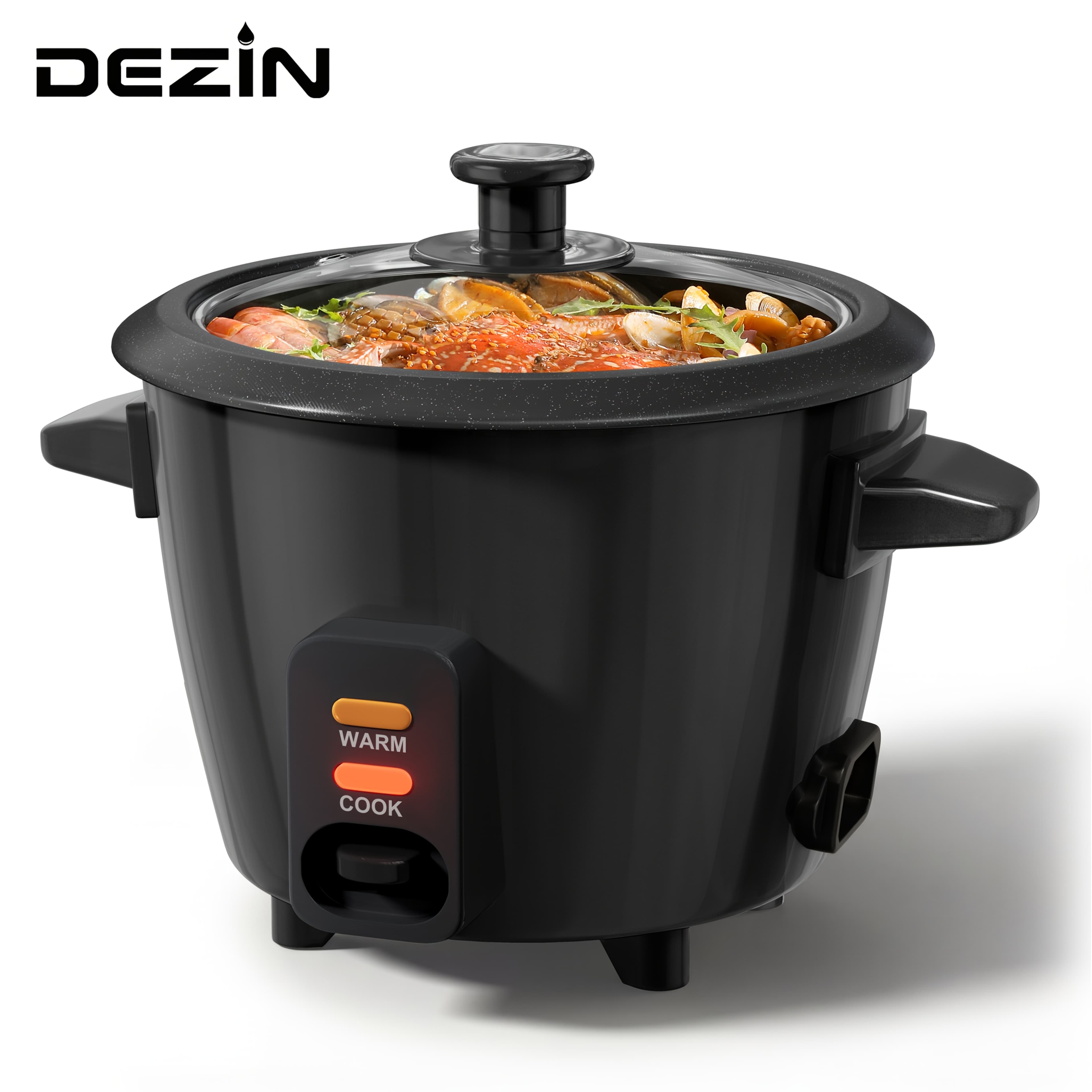 TEMU Dezin Rice Cooker, 3-cup () / 6-cup (cooked), Small Rice Cooker, Oatmeal Cooker, Soup Maker, Auto , 1.5 Qt, Black