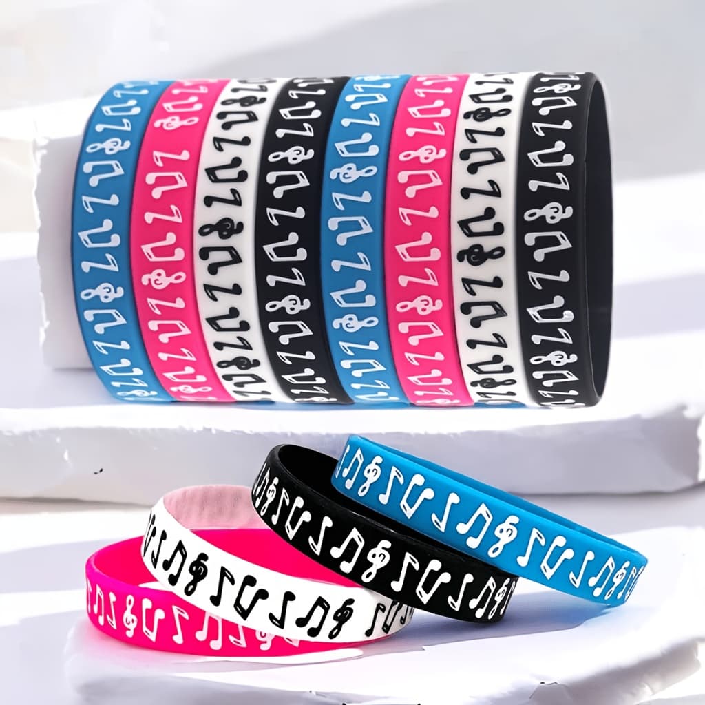 TEMU Gift For Her/him Set Of Silicone Wristbands Featuring Symbols, Perfect For Concerts, Festivals, Dj Events, Team Gifts, And