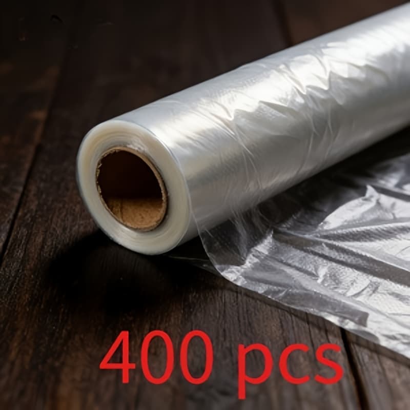 TEMU 400pcs Premium Plastic Produce Bags | Clear Thickened Roll, Bpa-free, Leak-proof Design, Ideal For , Kitchen Organization & Storage