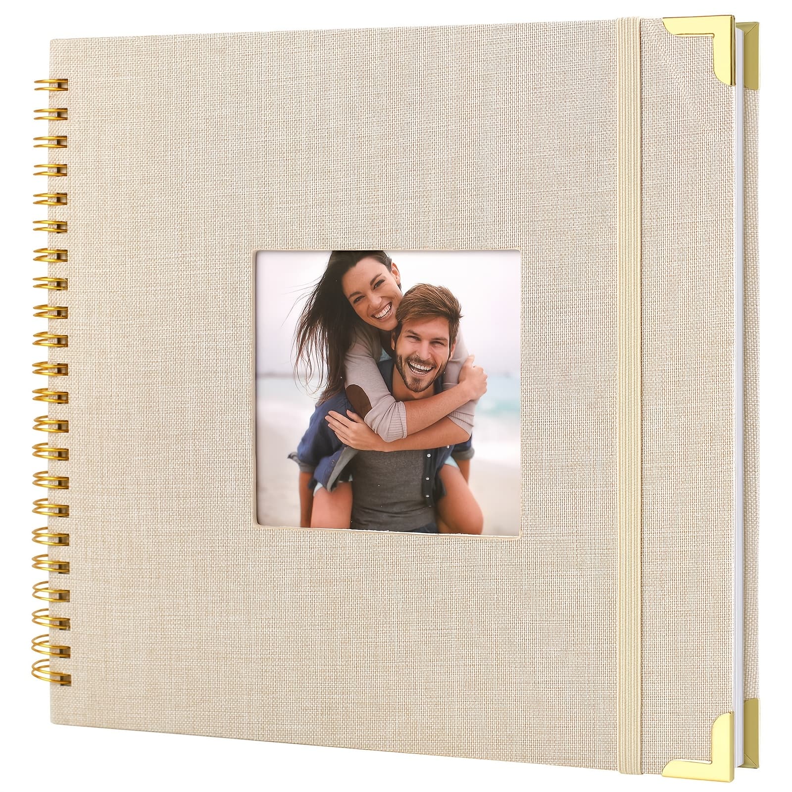 TEMU Scrap Book Album 80 Pages, 8 X 8 Inch Hardcover Linen Cover Memory Book, Photo Album For Wedding, Anniversary Family, Projects (beige)