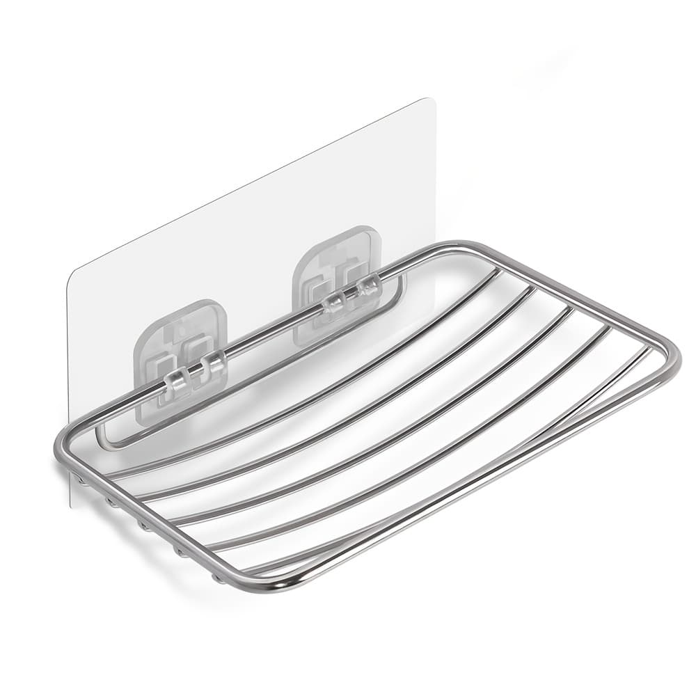 TEMU Soap Dish Holder Without Drilling, Made Of Rust-resistant Stainless Steel, Designed For Wall Mounting, Suitable For Holding Bar Soap And Sponges In The Bathroom And Kitchen