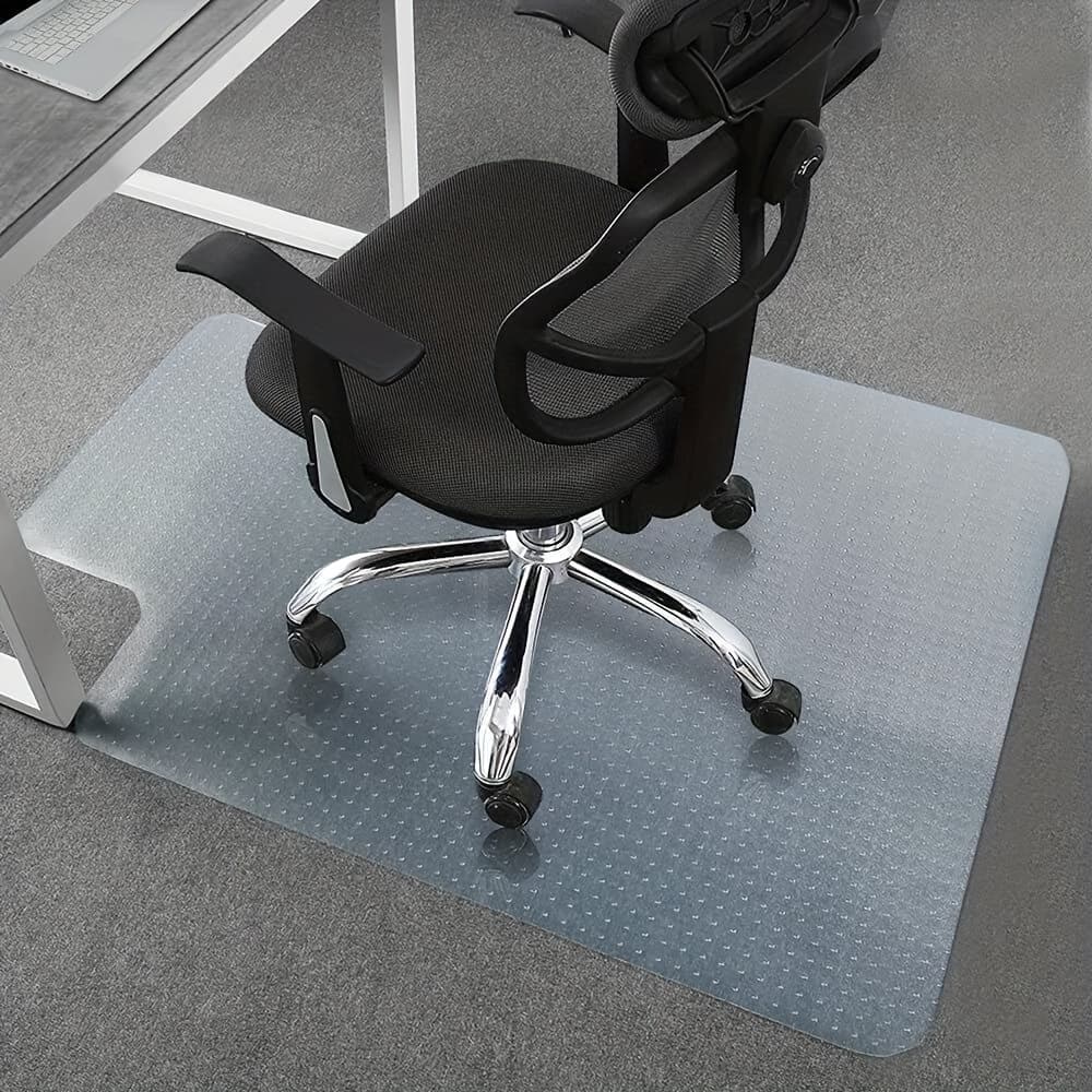 TEMU 36" X 48" Home Office Chair Pvc Floor Mat Studded Back With Lip For Pile Carpet, Mat For Chairs Under Desks, Rectangular With Lip, Pvc Carpeted Floor Mat For Computer Desk Chair