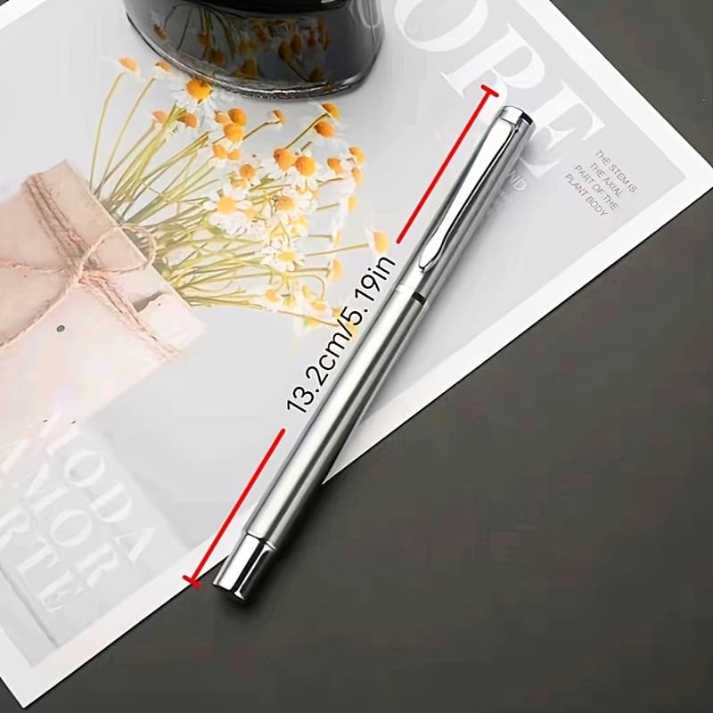 TEMU Artist's Large Curved Tip Fountain Pen Calligraphy Sketching Calligraphy Signature Practice Business Metal Fountain Pen