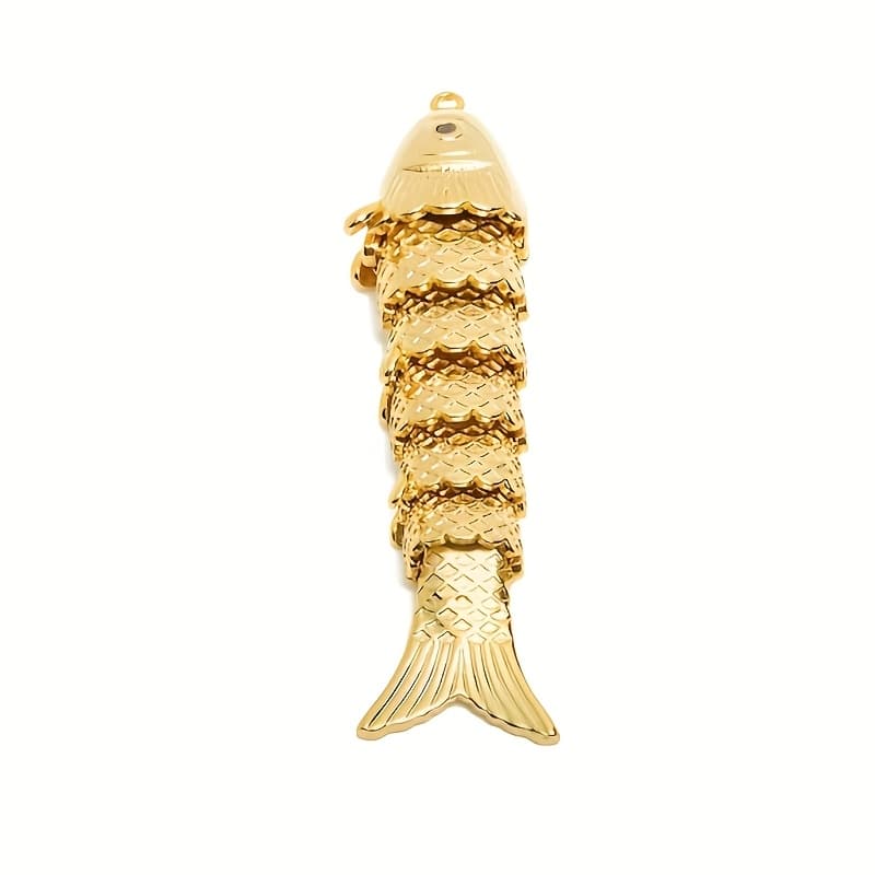 TEMU 18k Gold Plated 3d Koi Fish Pendant - Swingable Diy - 60.65x15.38x9.7mm - Rgp10513