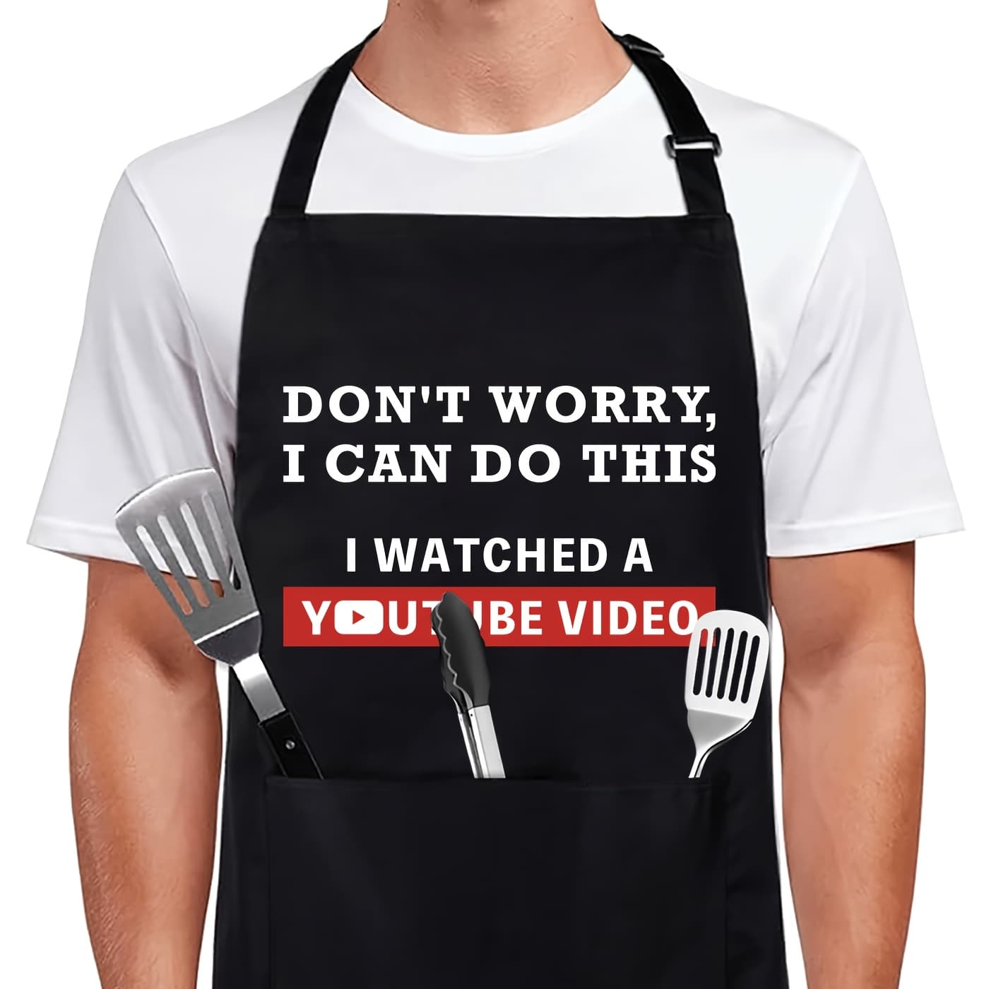 TEMU Versatile Black Apron With 2 Pockets - Perfect For Cooking, Bbq & Father&;s Day Gift | For