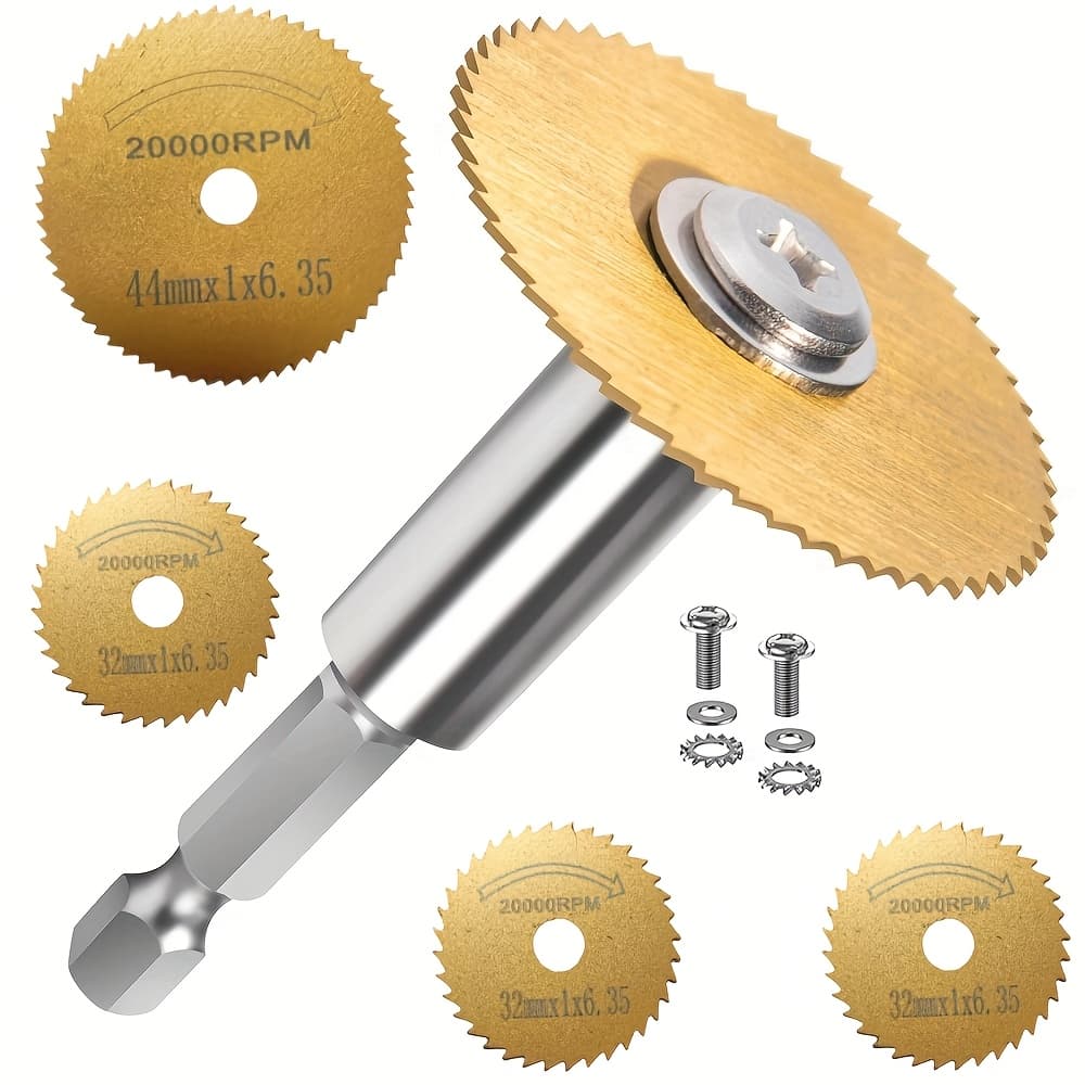 TEMU 1/4-inch Hex Shank Featuring 4 Rotary Drill Saw Blades With Titanium Coating, Steel Saw Disc Wheels Designed For Cutting With Rotary Tools