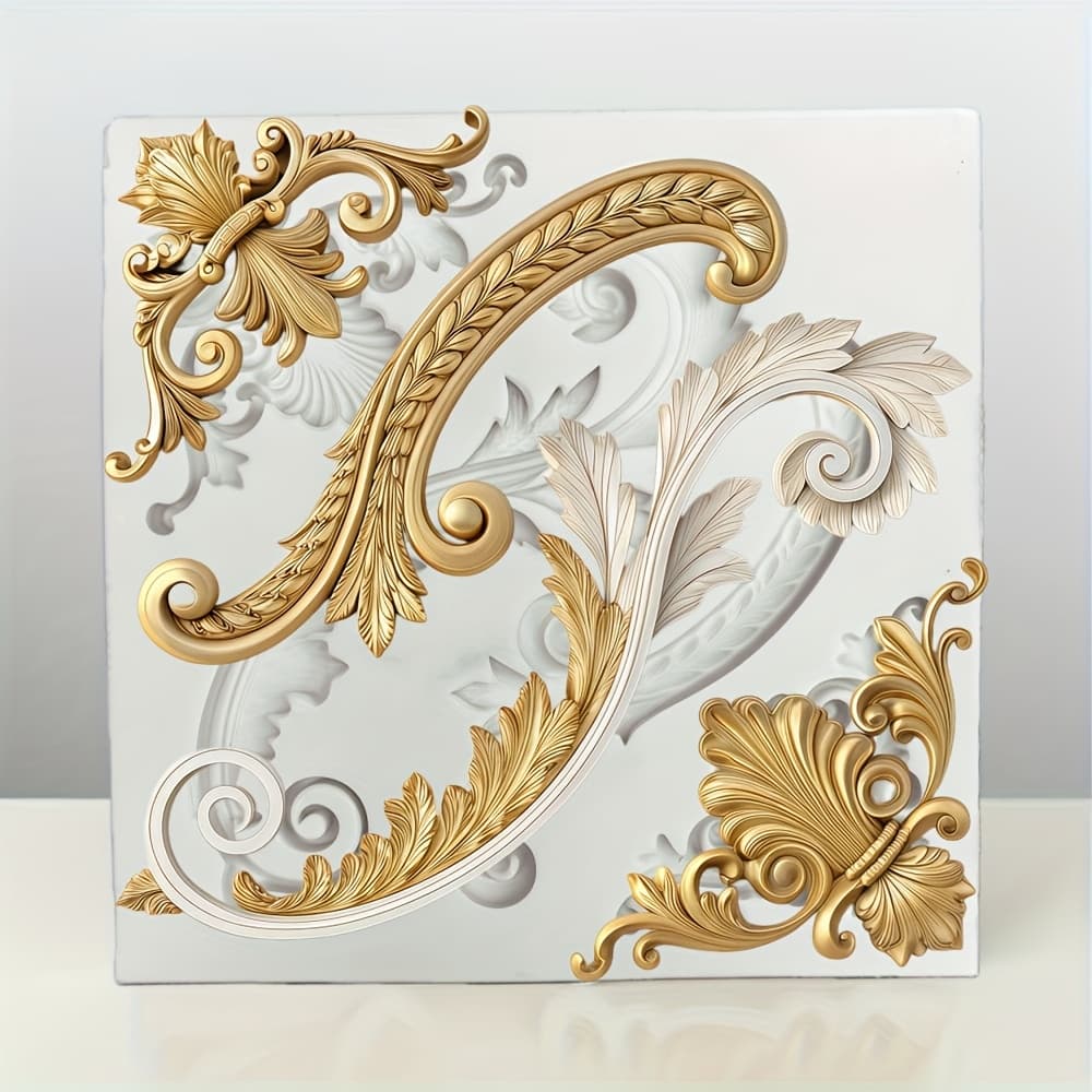 TEMU 1pc Soap Mold, Baroque European Relief Frame Silicone Mold - Ornate Greek Key And , Golden And White Greek Letter Emblems, Suitable For Plaster, Wax, Clay, Resin Greek/roman Art Shaping