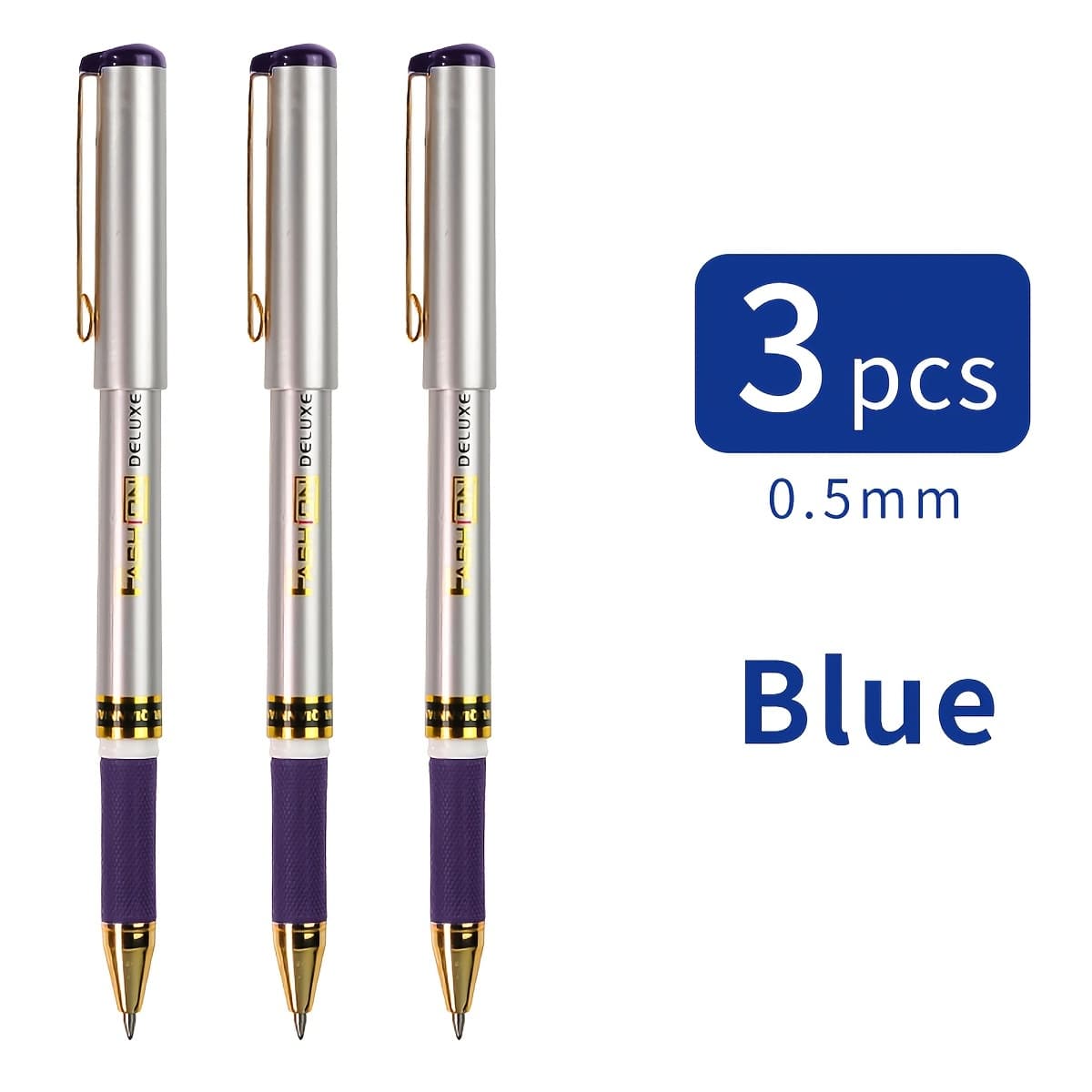 TEMU Wuqiannian 3/6/12pcs Gel Pen Edition Signature Pens, 0.5mm Fine Point, Quick-drying Ink In Blue/red/black, , Round Plastic Body, , Click-off , Smooth Writing For Office, School, Artist