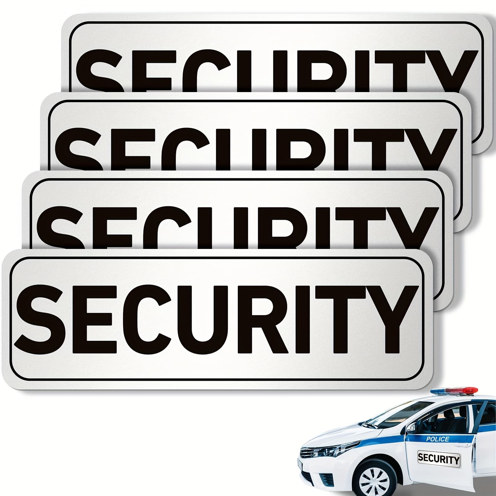 TEMU 4pcs Heavy-duty Reflective Magnetic Security Signs Suitable For Vehicles - Waterproof / Decals With Magnetic Base For Trucks, Patrol, - Vehicle Exterior