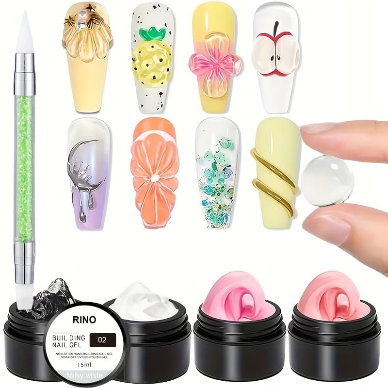 TEMU 5pcs/set Solid Extension For Nail Gel- Hard Gel For Nails Solid Gel Builder Sculpting Gel Styling Gel For Nail Extension Kit With Pen For Sculpting For Nail Salon Home Use