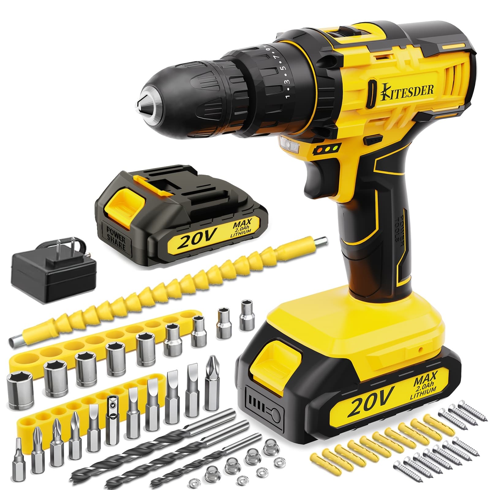 TEMU 21v Cordless Impact Drill Set, 25+1 Clutch 45nr Turque, Rechargeable Battery & Fast Charger Included, Power Tool Kit For , Heavy-duty Men's Tools, Perfect Gift For Dad Boyfriend Mechanics