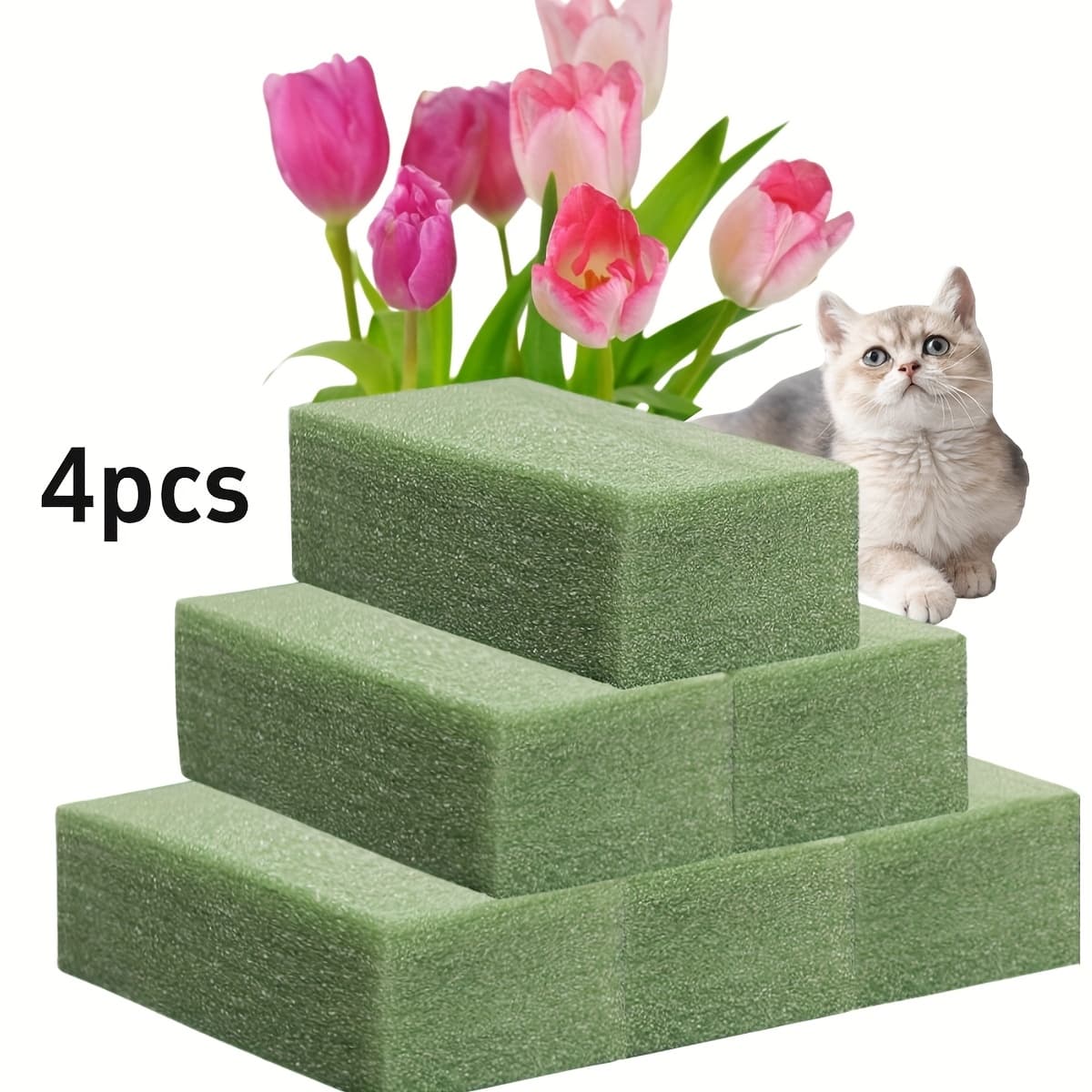 TEMU 4pcs Blocks - Floral Foam Wet Foam, Wet Foam For Craft, Flowers, Wedding Centerpiece, Party Holiday Display