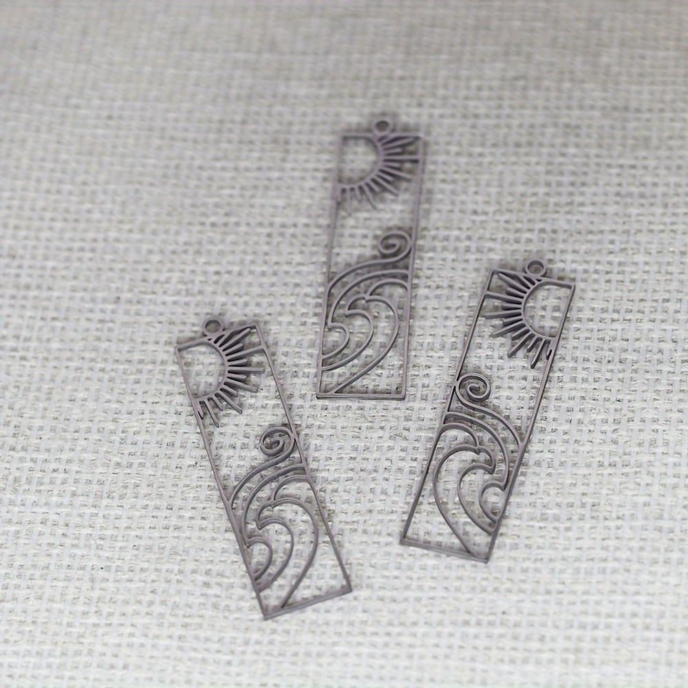 TEMU 3pcs/lot 201 201 Stainless Steel Rectangle Sun And Breeze Waves Additions For Fashion Jewelry Making Handmade Craft