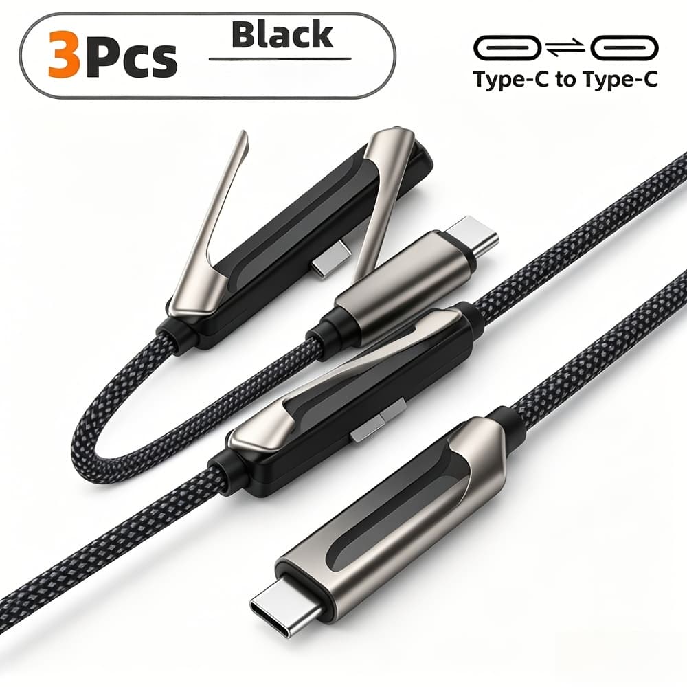 TEMU Invisible Holder Charger Cable With Stand, 240w Super Fast Charging 2-in-1 Fast Charging Cord And Phone Stand For Gaming, Office, Car Travel, Compatible With Iphone Type-c Charging Cable Black