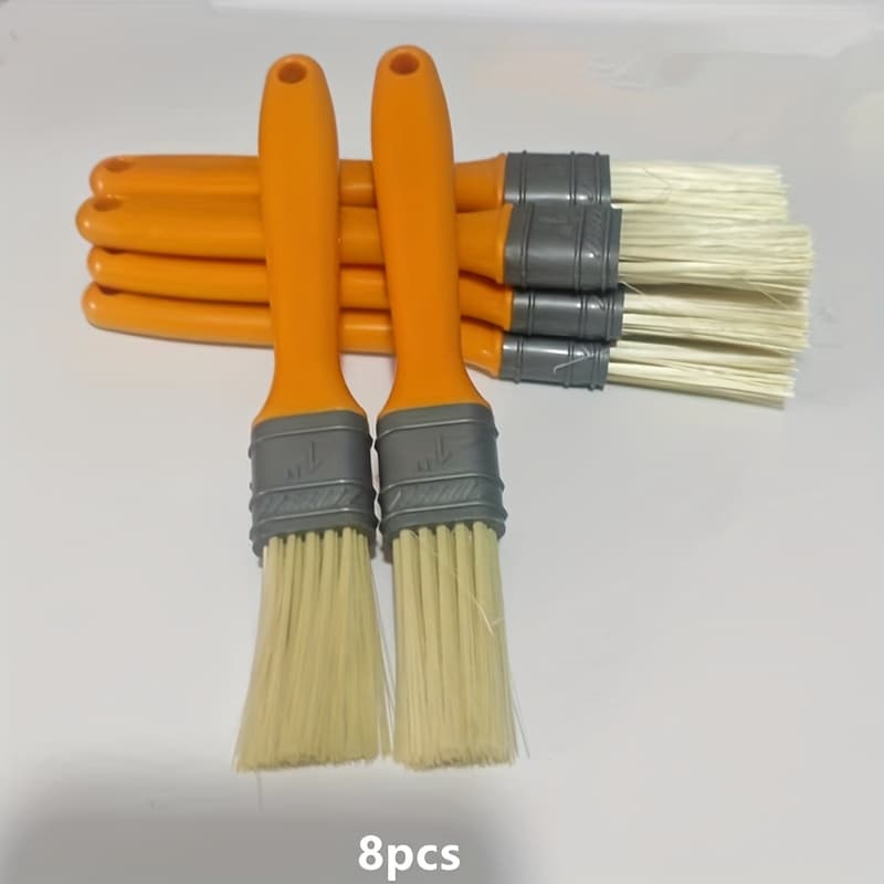 TEMU 8pcs Plastic Handle Brush, 1 Inch, Yellow Handle, Anti-shedding, Durable & Easy-clean For Paint, Paint Brush, Barbecue Dip Brush, Industrial Use