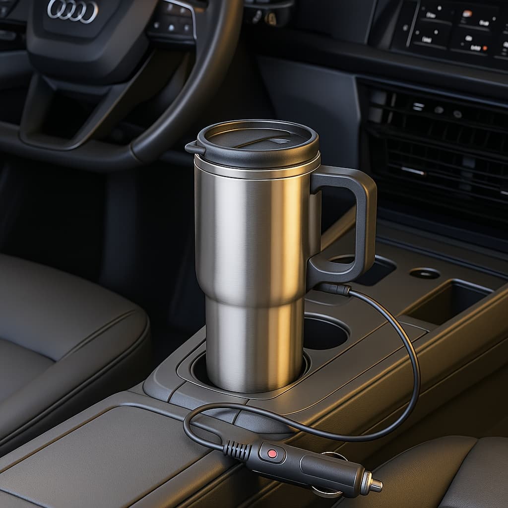 TEMU 12v/24v/36v Car Electric Heating Kettle - Stainless Steel Portable Hot Water Boiler With Lighter Plug, Vacuum For Vehicle, -like Power Adapter Compatible (low Voltage Operation) For Heating