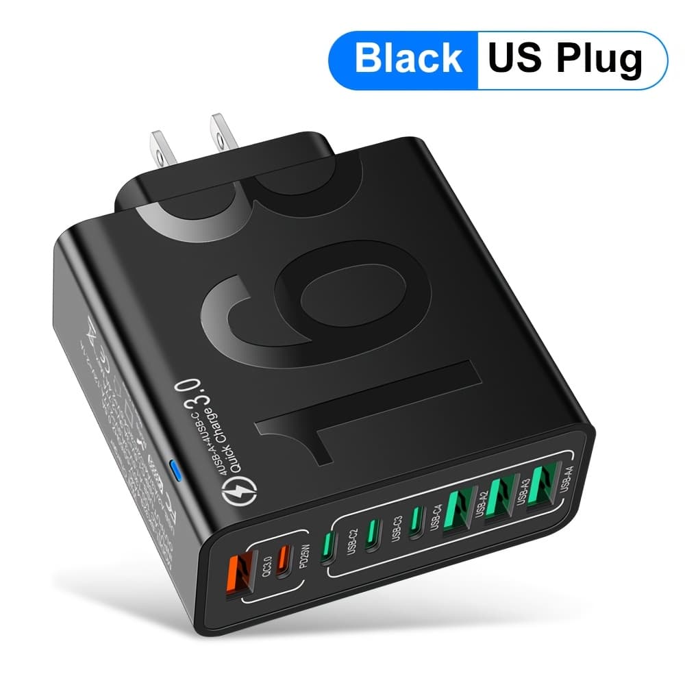 TEMU [8-port Fast Charger Block] Usb Type C Phone Charger | Cell Phone Quick Charging For Iphone 17/16/15 Pro Max, For Xiaomi Pd Mobile Phones | Wall Charger, - Halloween/christmas/holiday Gift