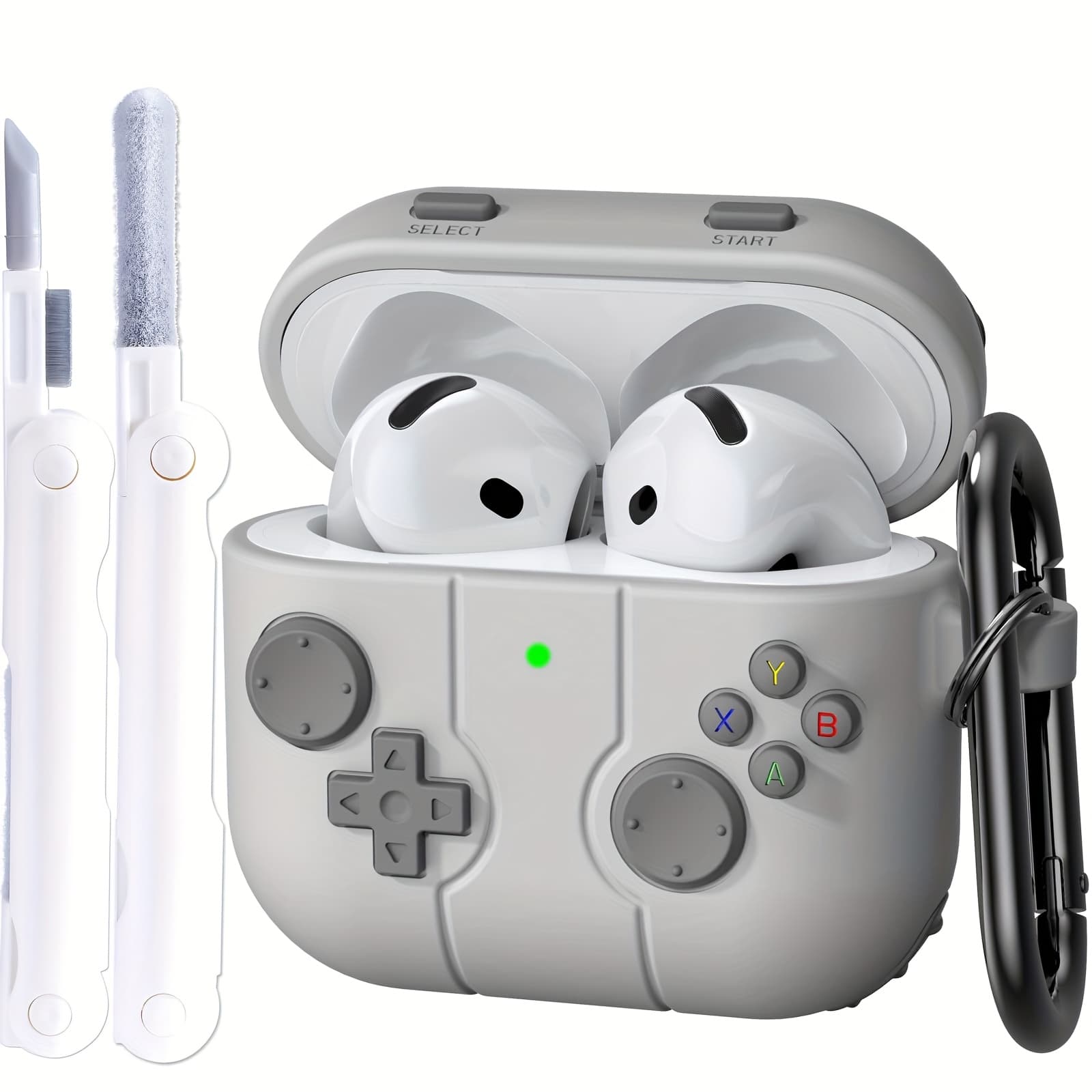 TEMU Game Case For Airpods Case Cover, Cute Funny Cartoon Silicone Protective Case With Cleaning Pen And Keychain For For Airpods 4