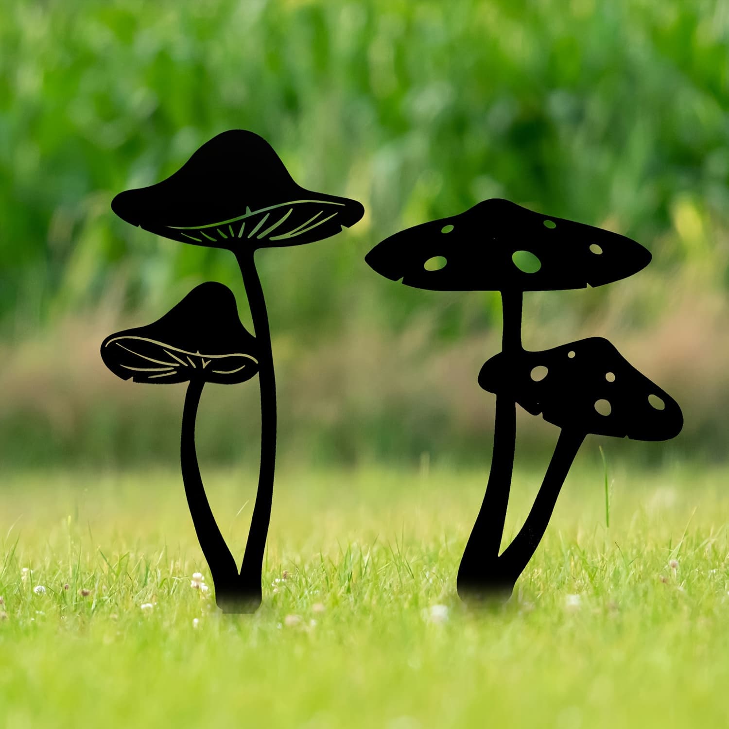 TEMU 2pcs Metal Mushroom Garden Stakes, Metal Mushroom Silhouette Statue Decorations, Outdoor Decorative Garden Statue Stake, Garden Decor, Yard Decor, Lawn Decor