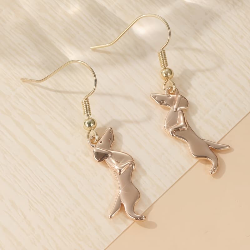 TEMU Vintage Copper Sausage Dog Pendant Earrings - Bohemian Style, Ideal For Daily Wear & Halloween Gifts, Durable Jewelry With Intricate Design, Perfect For , Dog Earrings