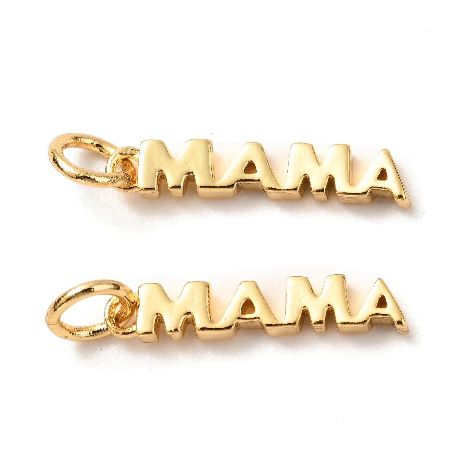 TEMU 10pcs 18k Golden Plated Brass Pendants, Word Mama, Mom Birthday Gift Making, 16.5x3x2mm, Hole 3mm, For Keychain Earrings Dangle Decoration Charms
