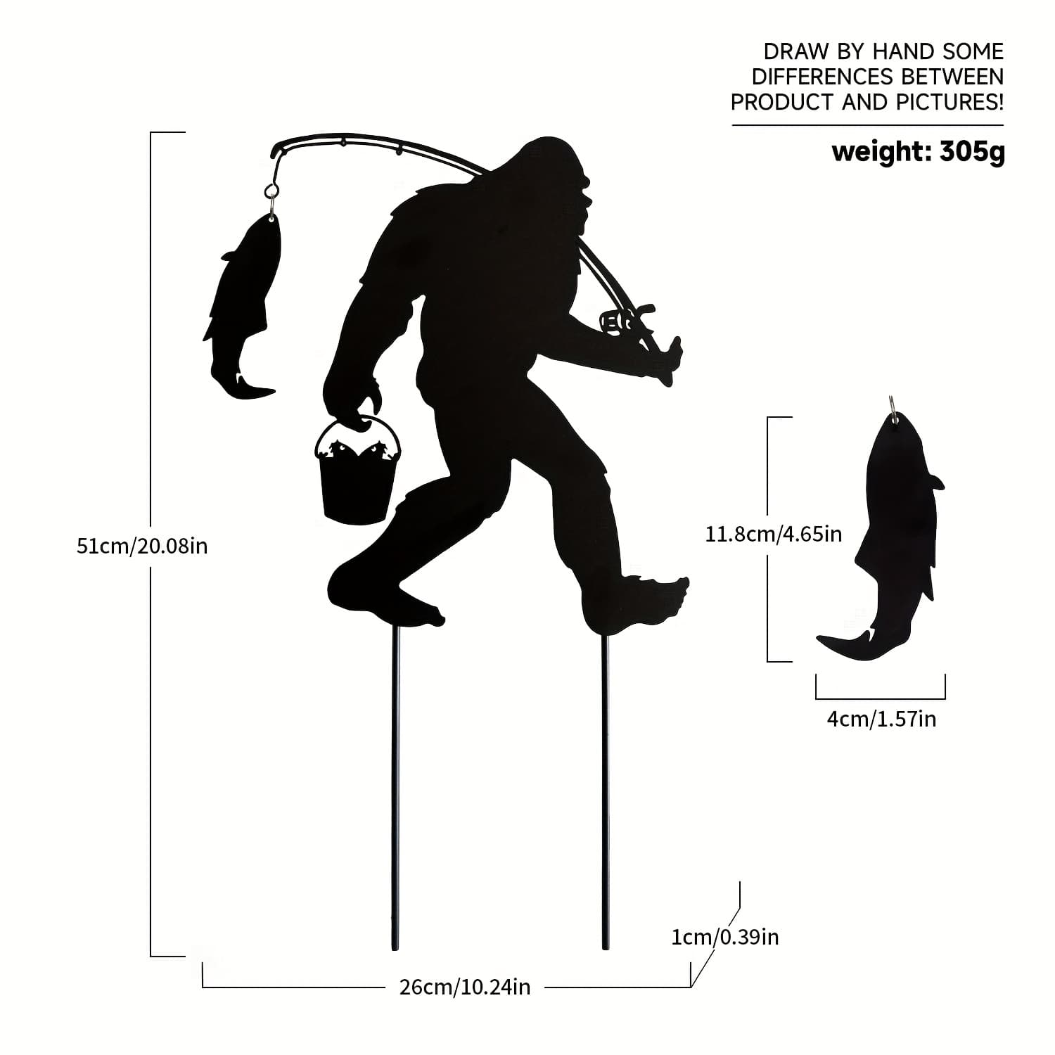 TEMU Fishing Garden Support, Metal Silhouette Patio Decoration, Suitable For Garden, Lawn And Outdoor Space,