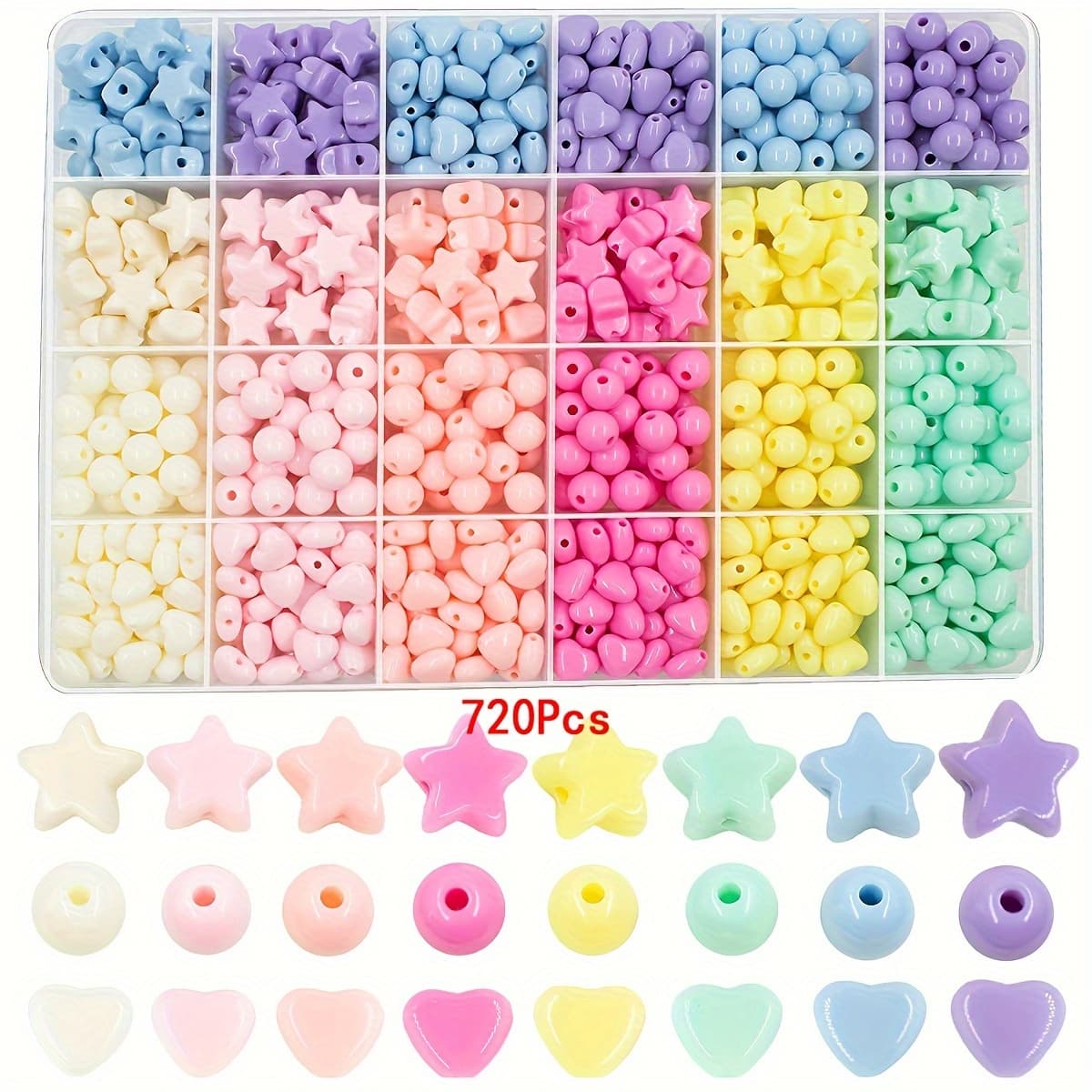 TEMU 720pcs Acrylic Flower Beads For Jewelry Making