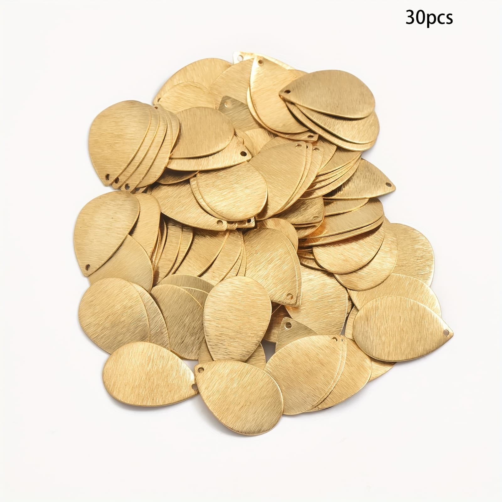 TEMU 12pcs/30pcs Original Brass Single Hole Brushed Water Drop Used For Making Ear Clip Necklace Accessories
