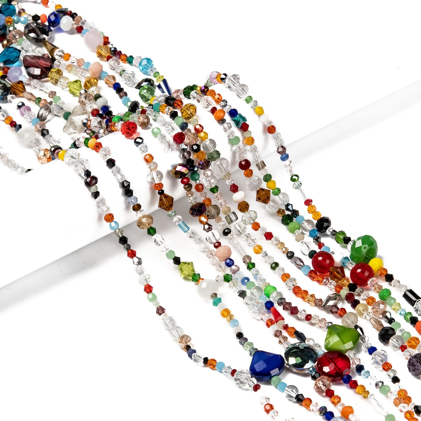 TEMU Mixed Cut Glass Beads, About 85 To 100 Beads Per Strand, Rich In Colors And Diverse In Shapes, Suitable For Bracelets, Necklaces, Earrings And Other Jewelry Handmade
