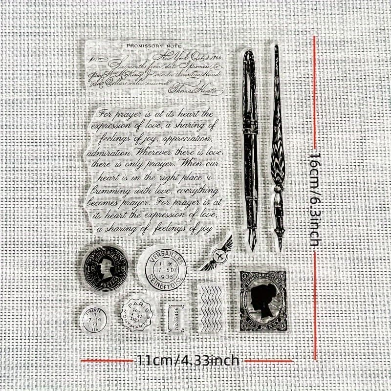 TEMU 1pc Vintage Transparent Stamp, Stamp For Books, Pens, Stamps, Background Transparent Stamp For Card Making, Diy Scrapbooking, Photo