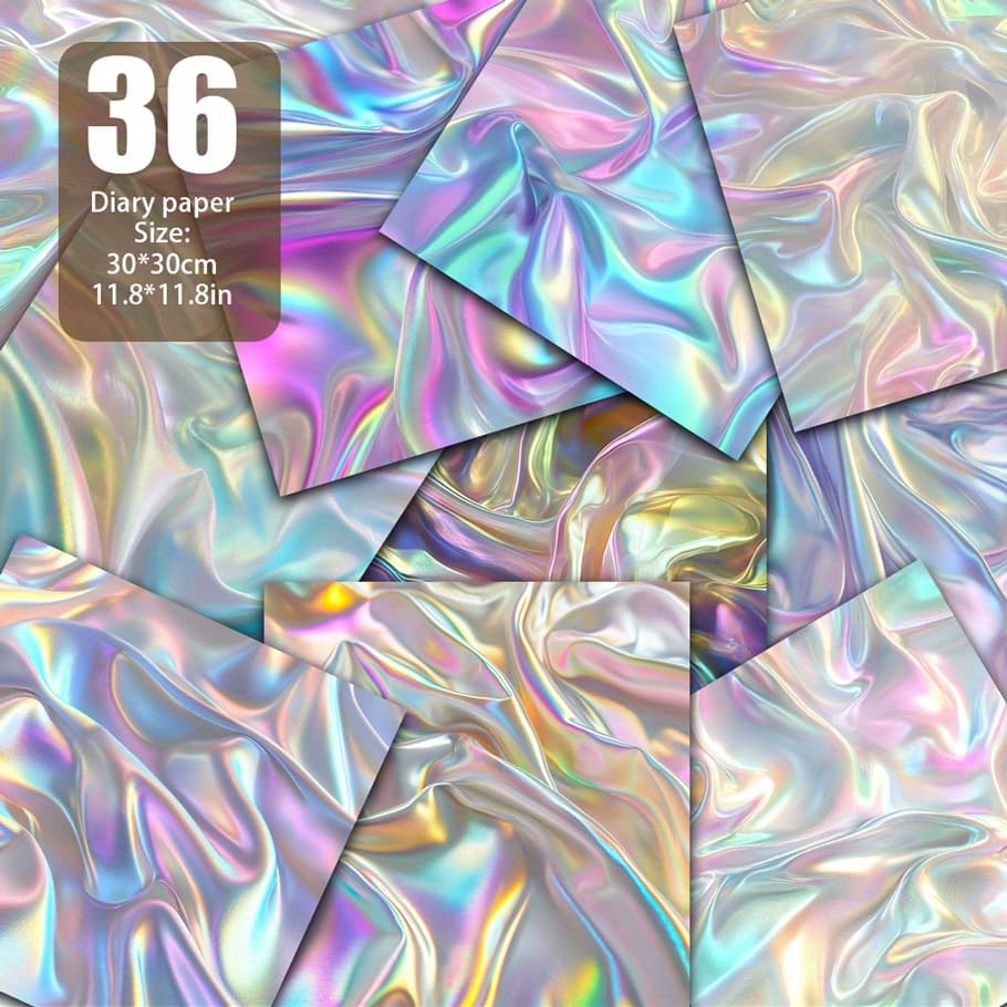 TEMU 36 Sheets Of Iridescent Paper, Decorative Paper Suitable For Background Decoration, Junk Journal, Handmade And