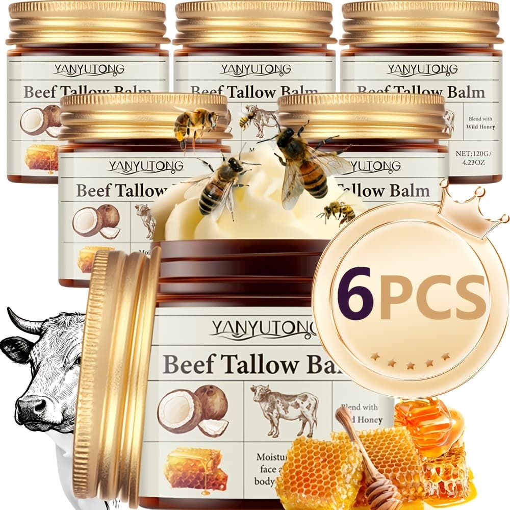 TEMU Set Of 6 "100% Grass-fed Honey & Beef Honey Face + Body Moisturizer Cream - Hydrating, Gentle, Firming, Unisex"