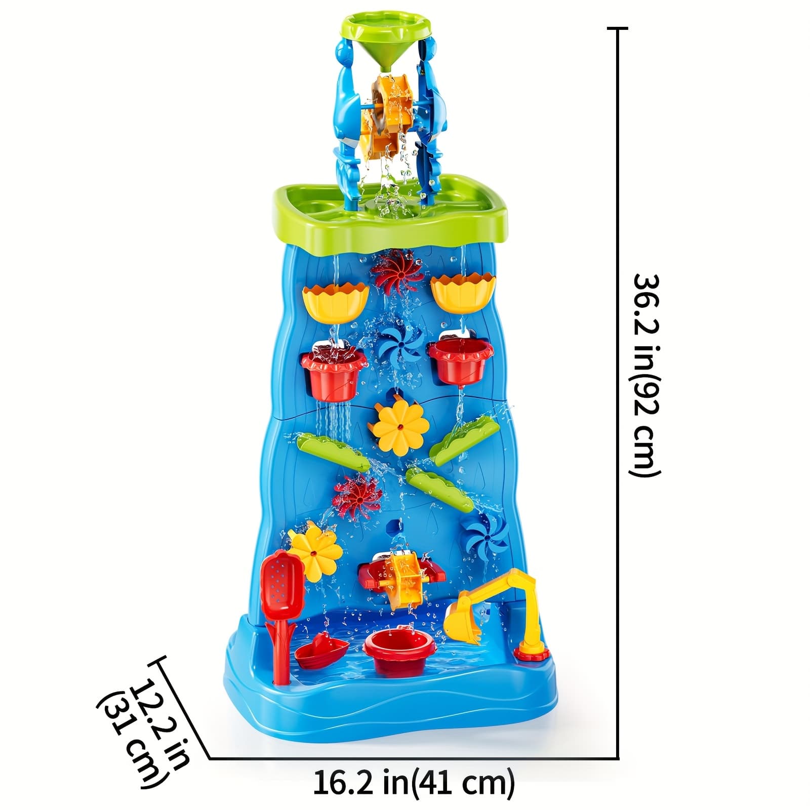 TEMU Double-sided Blue Waterfall Toys With Beach And Water Tools For Kids. Summer Holiday Activity Sensory Play Table For Outdoor Seaside, Birthday Christmas Easter Gift